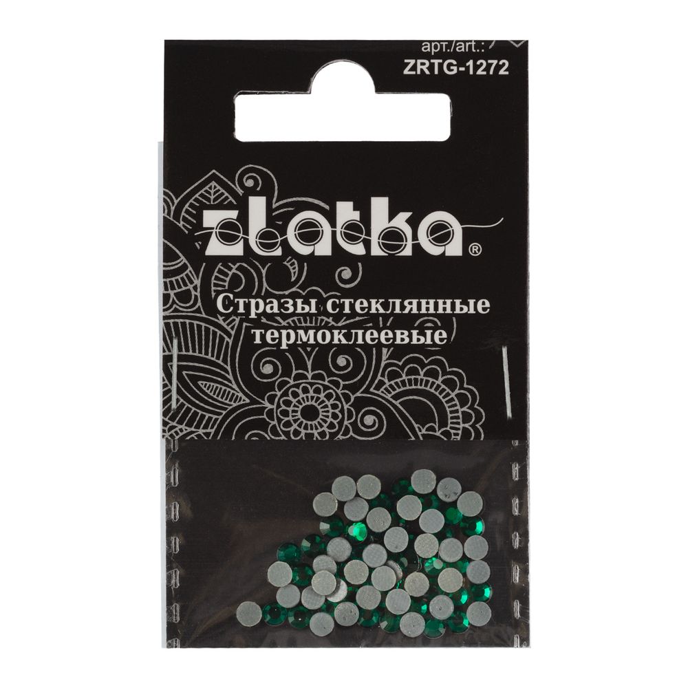 Стразы клеевые стекло 3.2 мм, 360 шт, SS12 №10 изумрудный (Emerald), Zlatka ZRTG-1272