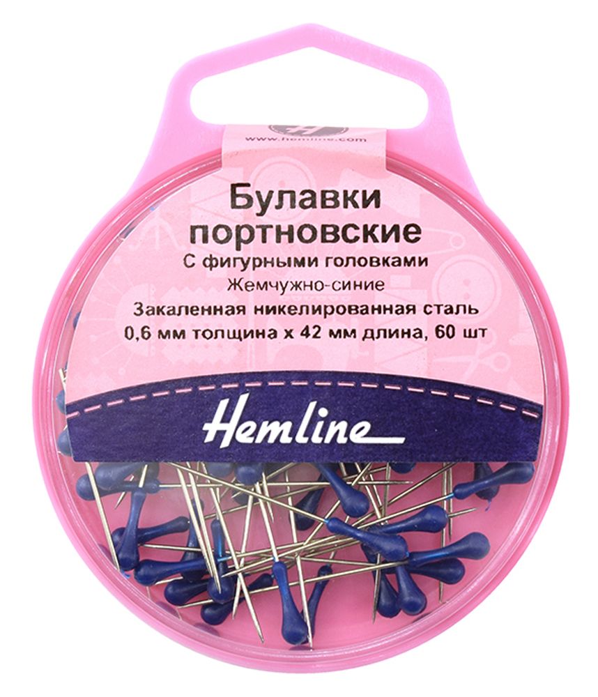 Булавки портновские с фигурными головками l=42 мм | 5 упак. по 60 шт, синий, Hemline Булавки портновские с фигурными головками l=42 мм | 5 упак. по 60 шт, синий, Hemline