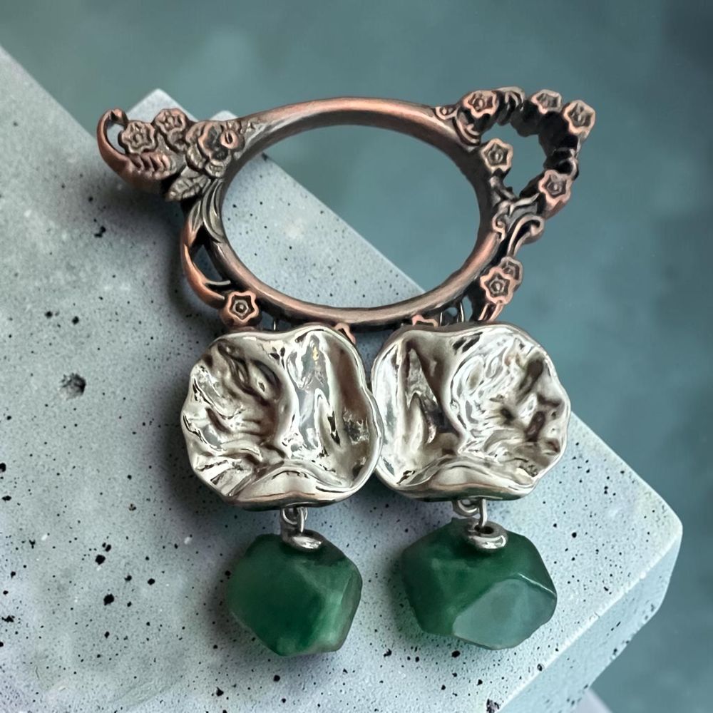 Серьги. Изумрудная Роза. Фуксит Серьги. Изумрудная Роза. Фуксит