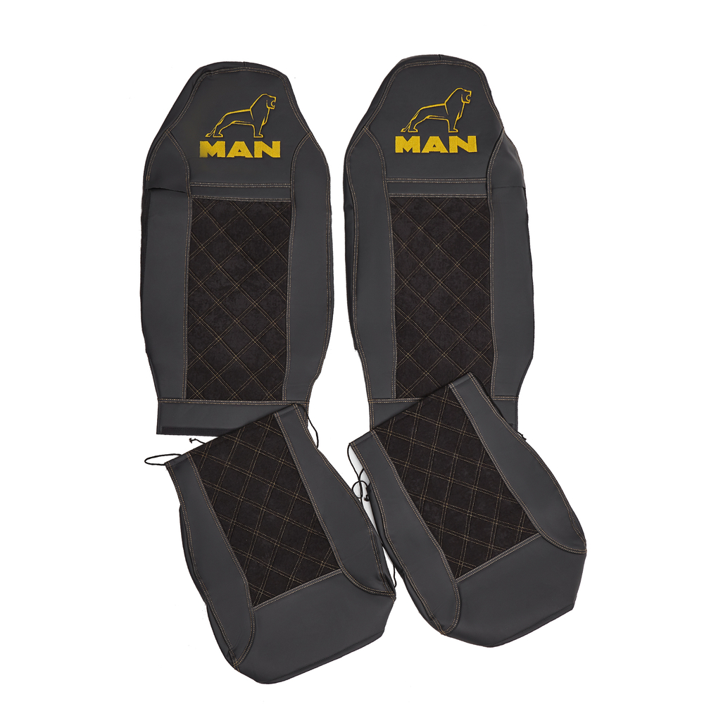 Чехлы MAN TGS (экокожа, желтая строчка)