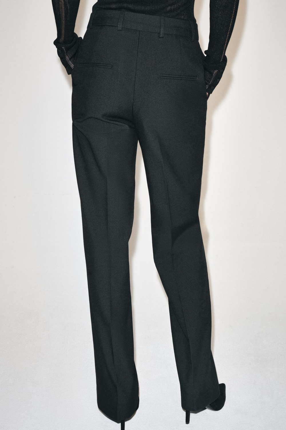ZARA БРЮКИ ПРЯМОГО КРОЯ ZW COLLECTION, ЧЕРНЫЙ