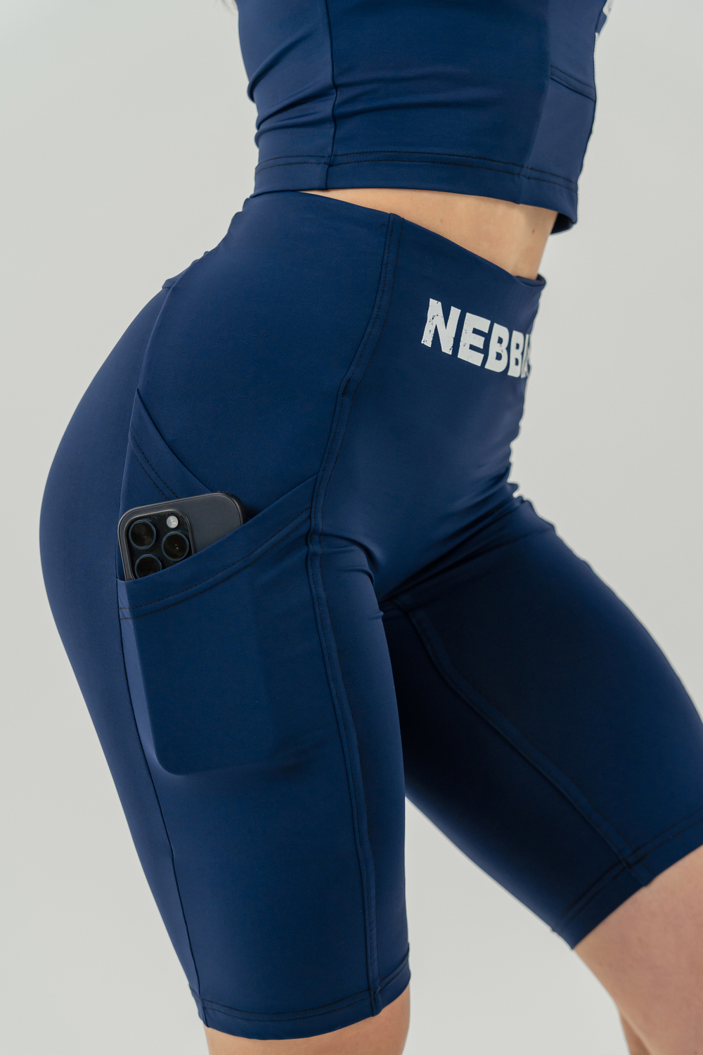 ШОРТЫ С ВЫСОКОЙ ТАЛИЕЙ HIGH WAISTED BIKER SHORTS 10″ GYM THERAPY 628  СИНИЙ