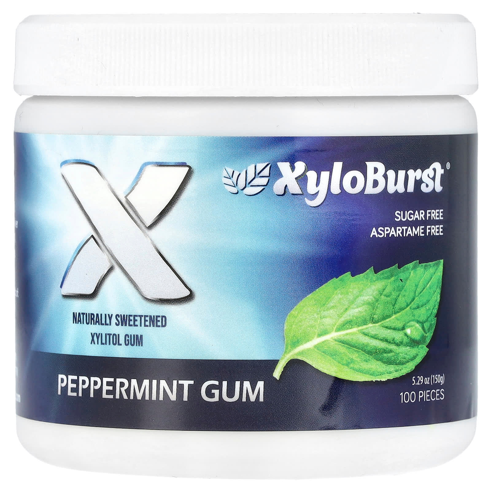 Xyloburst, ксилитоловая камедь, со вкусом перечной мяты, 100 шт., 150 г (5,29 унции)