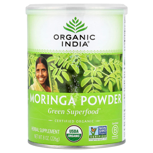 Organic India, зеленые суперфуды, моринга, 226 г (8 унций)