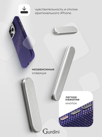 Чехол накладка iPhone 16 Pro 6.3" Gurdini Carbon Design (Magsafe &amp; Lense holder) Galaxy Purple