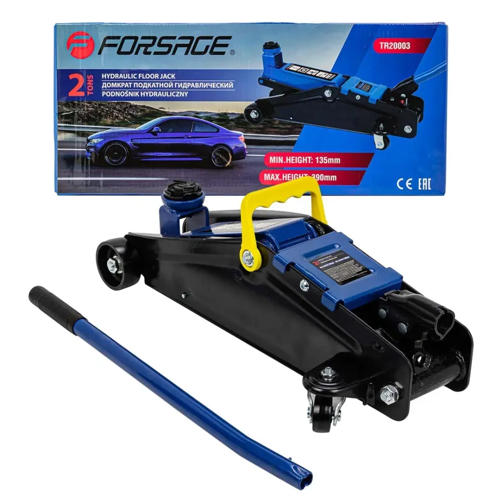 Домкрат подкатной гидравлический 2т (h min 135мм, h max 390мм) Forsage F-TR20003