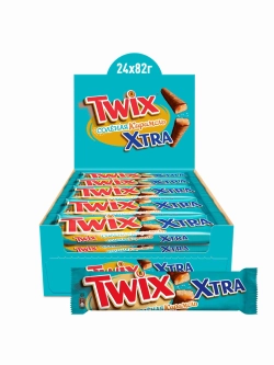 ТВИКС Шоколадный батончик Twix Xtra, печенье с соленой карамелью в молочном шоколаде, 82гр, блок 24шт.
