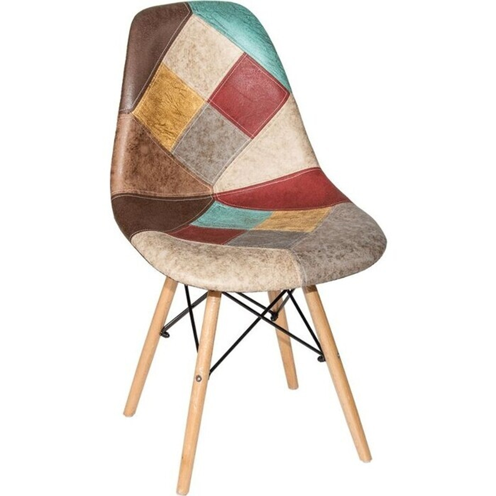 Стул  Patchwork в стиле Eames коричневый экокожа