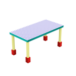 Обеденный стол Seletti Supertable Blue Grid, белый, голубой, красный, желтый