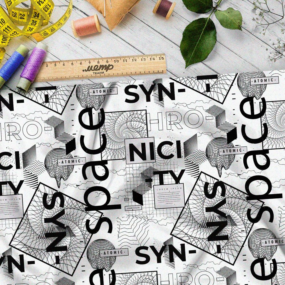 Ткань мембрана стильный цифровой коллаж на белом фоне