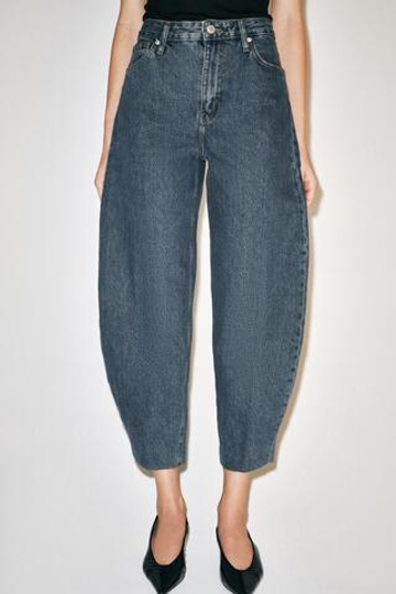 ZARA ДЖИНСЫ TAPERED С ВЫСОКОЙ ПОСАДКОЙ — ZW COLLECTION, ИНДИГО