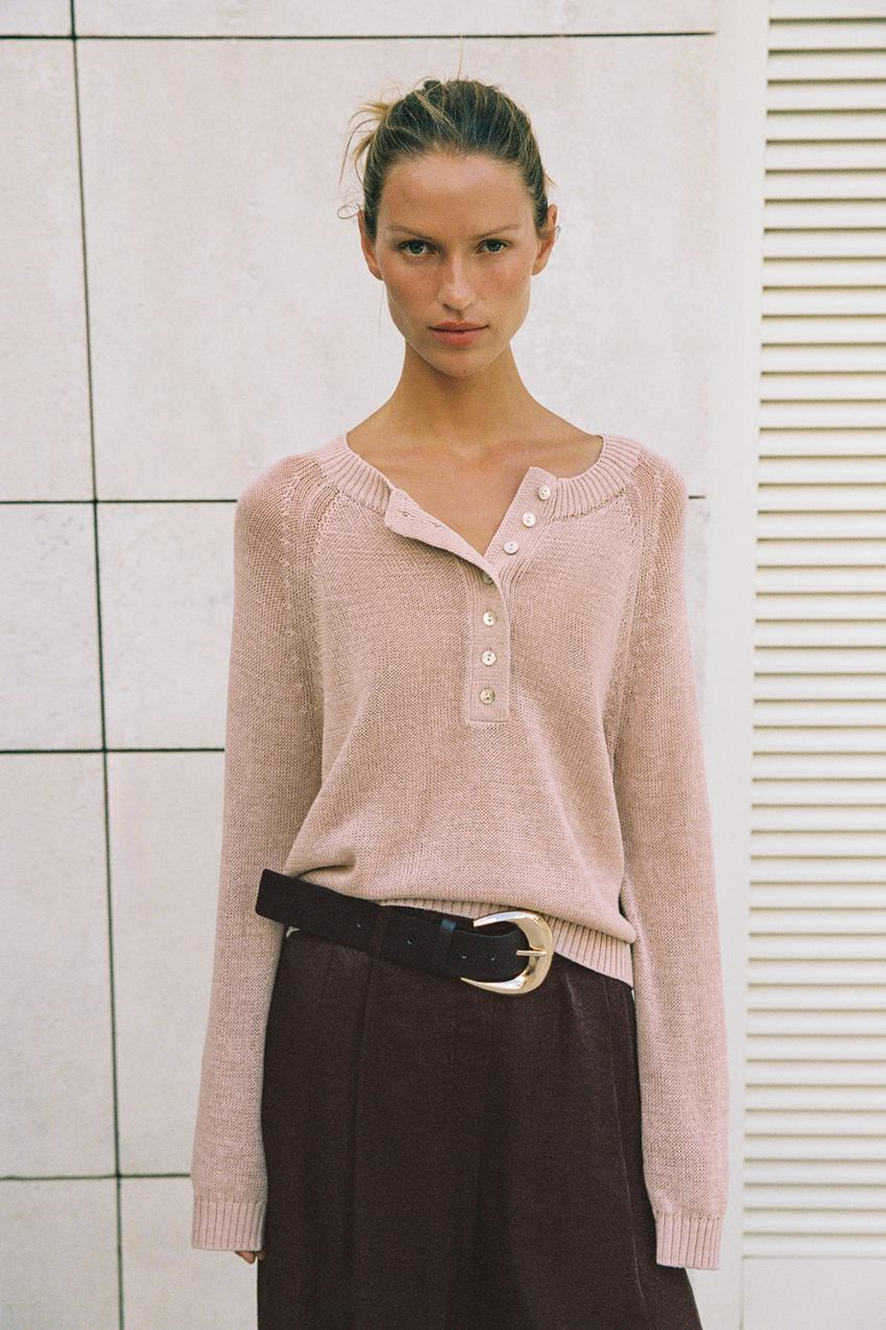 ZARA ШИРОКИЕ АТЛАСНЫЕ БРЮКИ С РЕМНЕМ, КОРИЧНЕВЫЙ