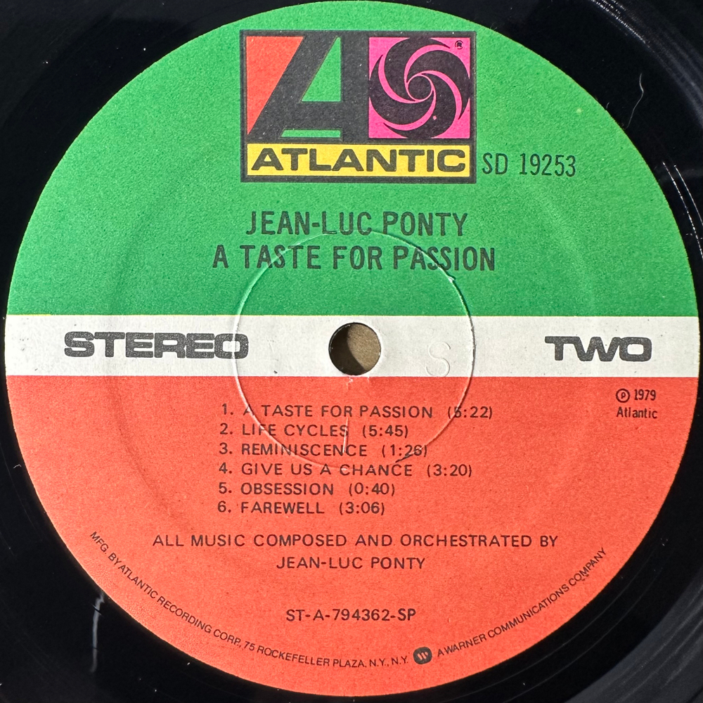 Jean-Luc Ponty ‎– A Taste For Passion (США 1979г.)