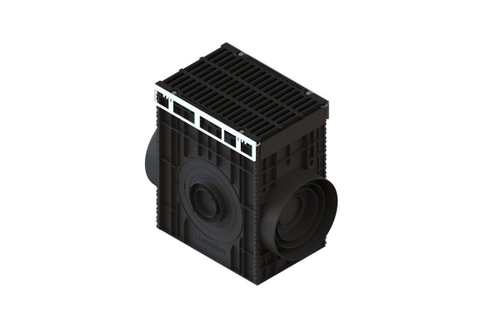 Пескоуловитель для подключения труб PolyMax Drive DN300 H616 с чугунной щелевой решеткой D400 (к-т)