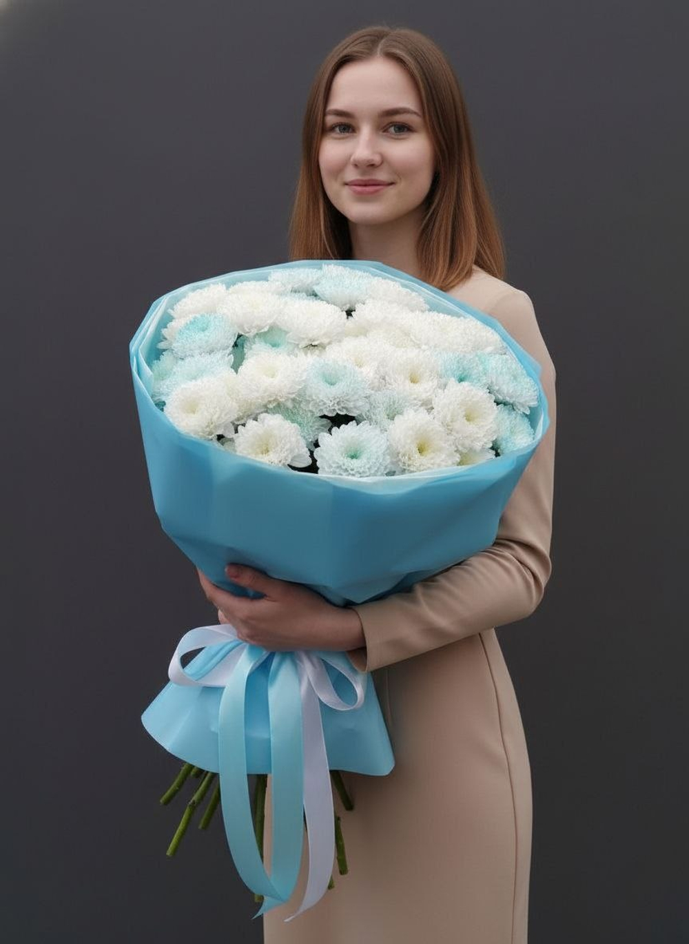 Монобукет из кустовых хризантем
