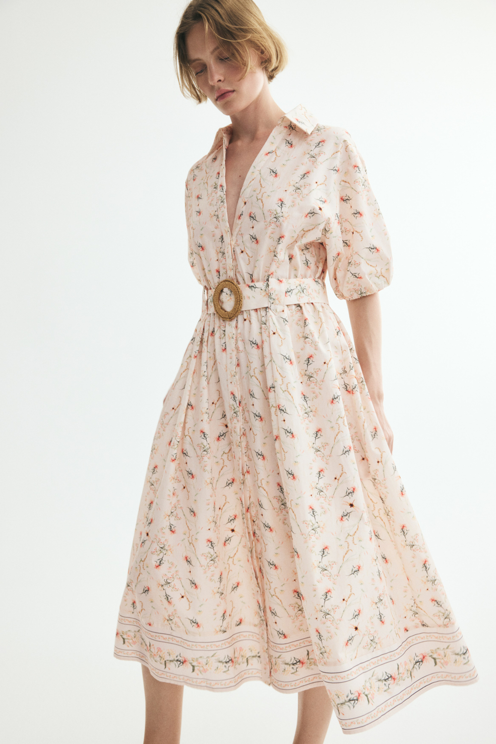 Хлопковое платье-рубашка с ремнём - H&M