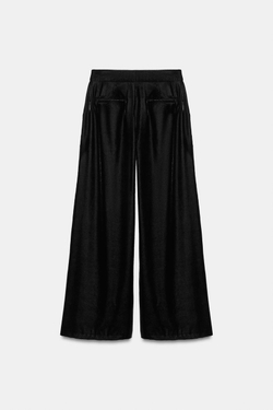ZARA БАРХАТНЫЕ БРЮКИ ПАЛАЦЦО, ЧЕРНЫЙ