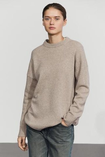 Massimo Dutti Джемпер оверсайз из 100% кашемира, кротово-коричневый