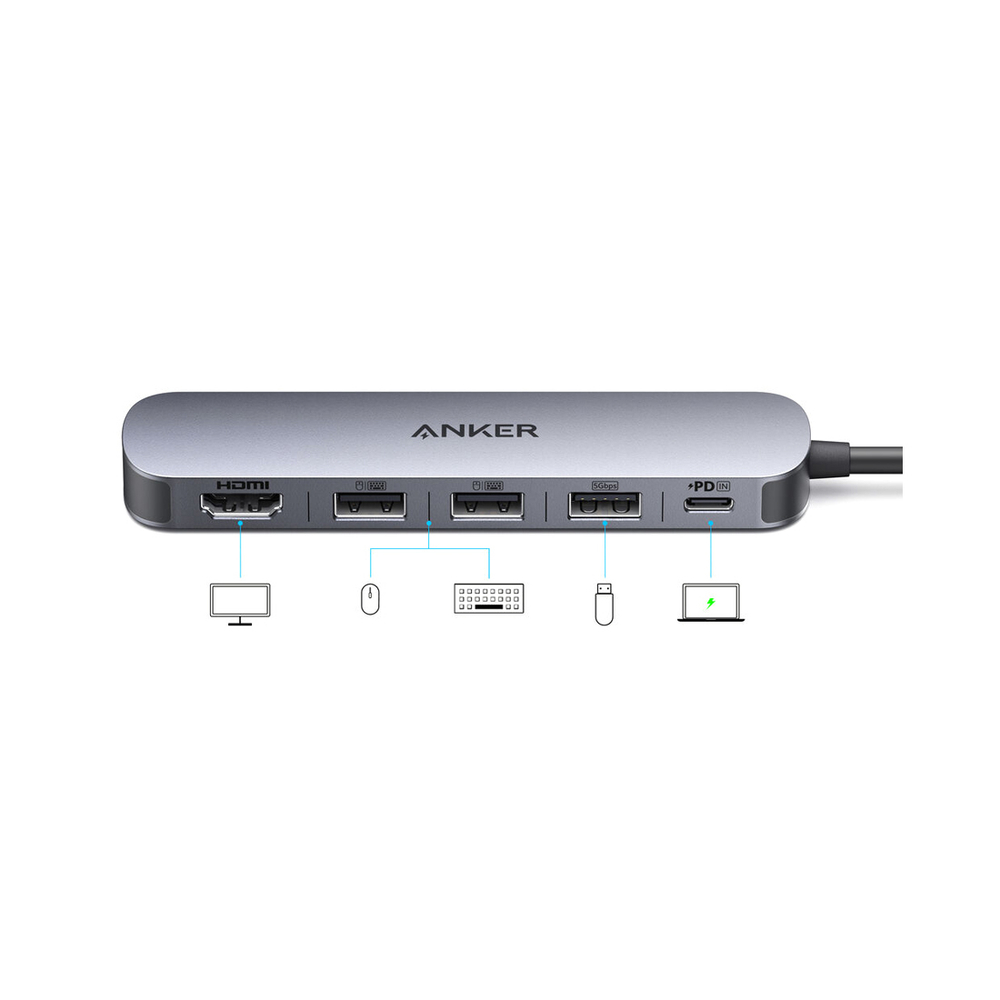 Концентратор Anker USB-C (5-in-1, 4K HDMI) (A8357HA0) Серый
