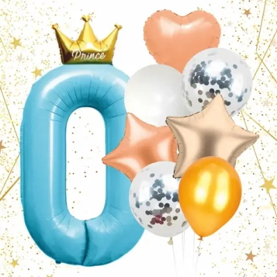 Набор шаров 8 шт «0 - Prince», голубой (цирфа + 7 шаров)