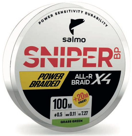 Шнур плетеный Salmo Sniper BP ALL R BRAID х4 Grass Green 120м, 0.15мм