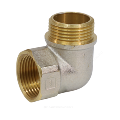 Угольник латунь никель Ду 25 (1") ВР/НР 9002 ГОСТ 32585-2013 Aquasfera 9002-03