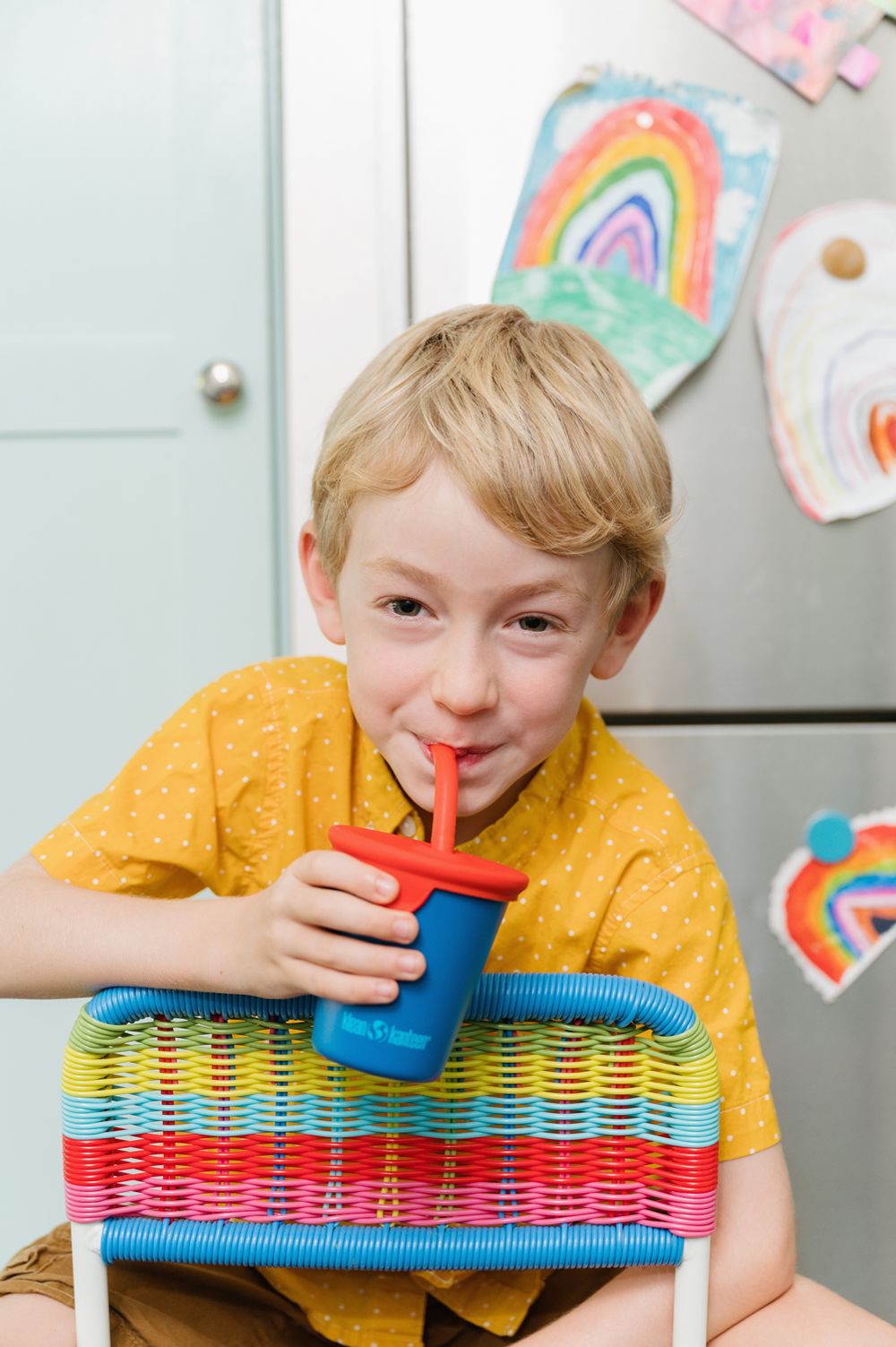 Детский стакан одностенный Klean Kanteen Kid Cup Straw Lid 10oz (296 мл) Mykonos Blue с трубочкой