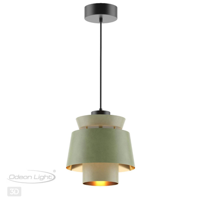 4992/1A PENDANT ODL23 381 зеленый/золотой/металл/экокожа Подвес E27 60W KRESSA