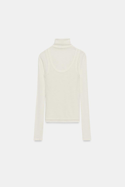 ZARA ФУТБОЛКА С ДВОЙНЫМ ЭФФЕКТОМ, ЭКРЮ