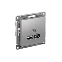 Розетка с USB A+C Systeme Electric AtlasDesign Алюминий ATN000339