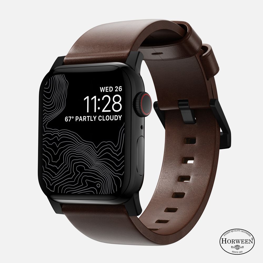 Ремешок Nomad Leather Strap Brown, black - Apple Watch Ultra (49mm) 8/7 (45mm)/6/SE/5/4 (44mm)/3/2/1 (42mm)