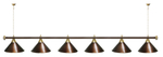 Лампа STARTBILLIARDS 6 пл. (плафоны зеленые,штанга зеленая,фурнитура золото)