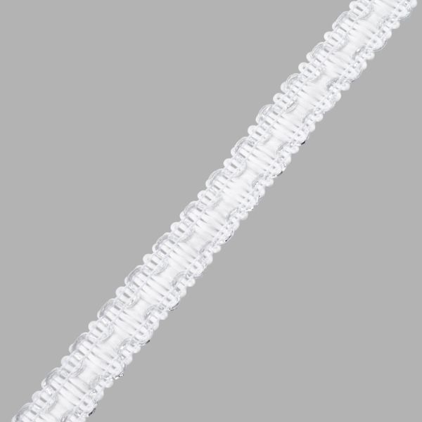 Тесьма отделочная вязаная 10 мм / 10 метров, рис 9254, белый/серебро, С3729г17/1