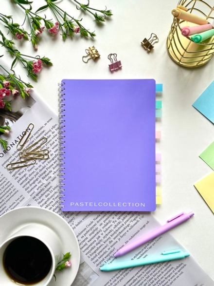 НОВИНКА! Тетрадь  А5 80 л. Pastel Collection Purple/Pink, с обложкой из двухстроннего двухцветного пластика, на металлическом гребне