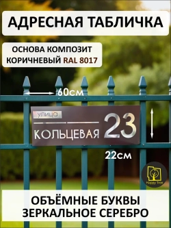 Адресная табличка на дом с объемными буквами (RAL 8017)