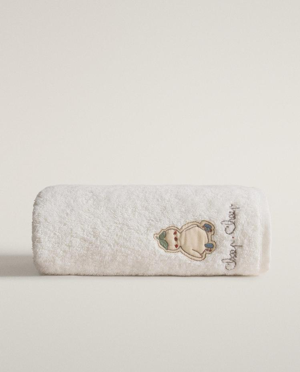 ZARA HOME ДЕТСКОЕ ХЛОПКОВОЕ ПОЛОТЕНЦЕ «ЦЫПЛЁНОК», ЖЕЛТОВАТО-БЕЛЫЙ