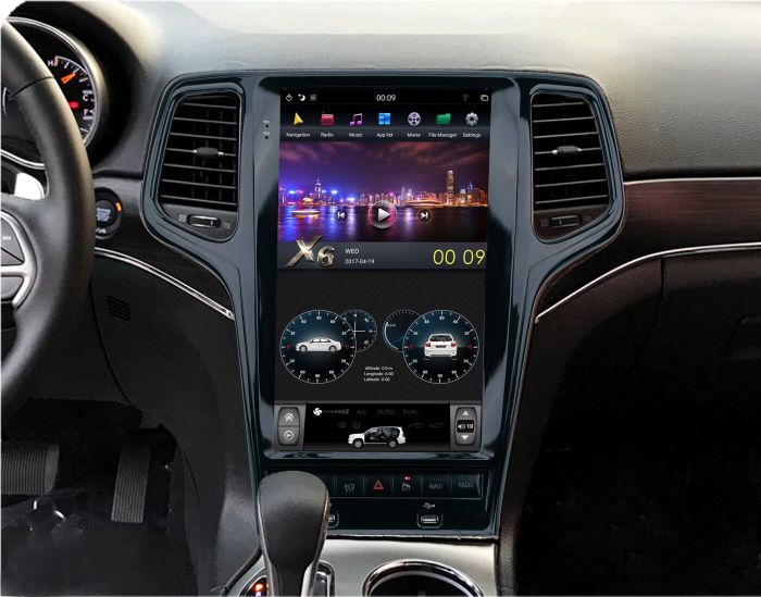 Магнитола для Jeep Grand Cherokee WK2 2010-2013 - Kuberg ZF-1827B-Q6 вертикальный экран в стиле "Тесла" на Android 11, Быстрая, CarPlay, 4G SIM-слот