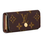 LOUIS VUITTON 4 Key Holder Monogram Coated Canvas Key Pouch Women"s Brown