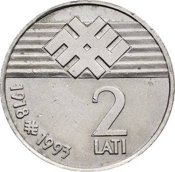 2 лата 1993 Латвия «75 лет Латвийской республике»