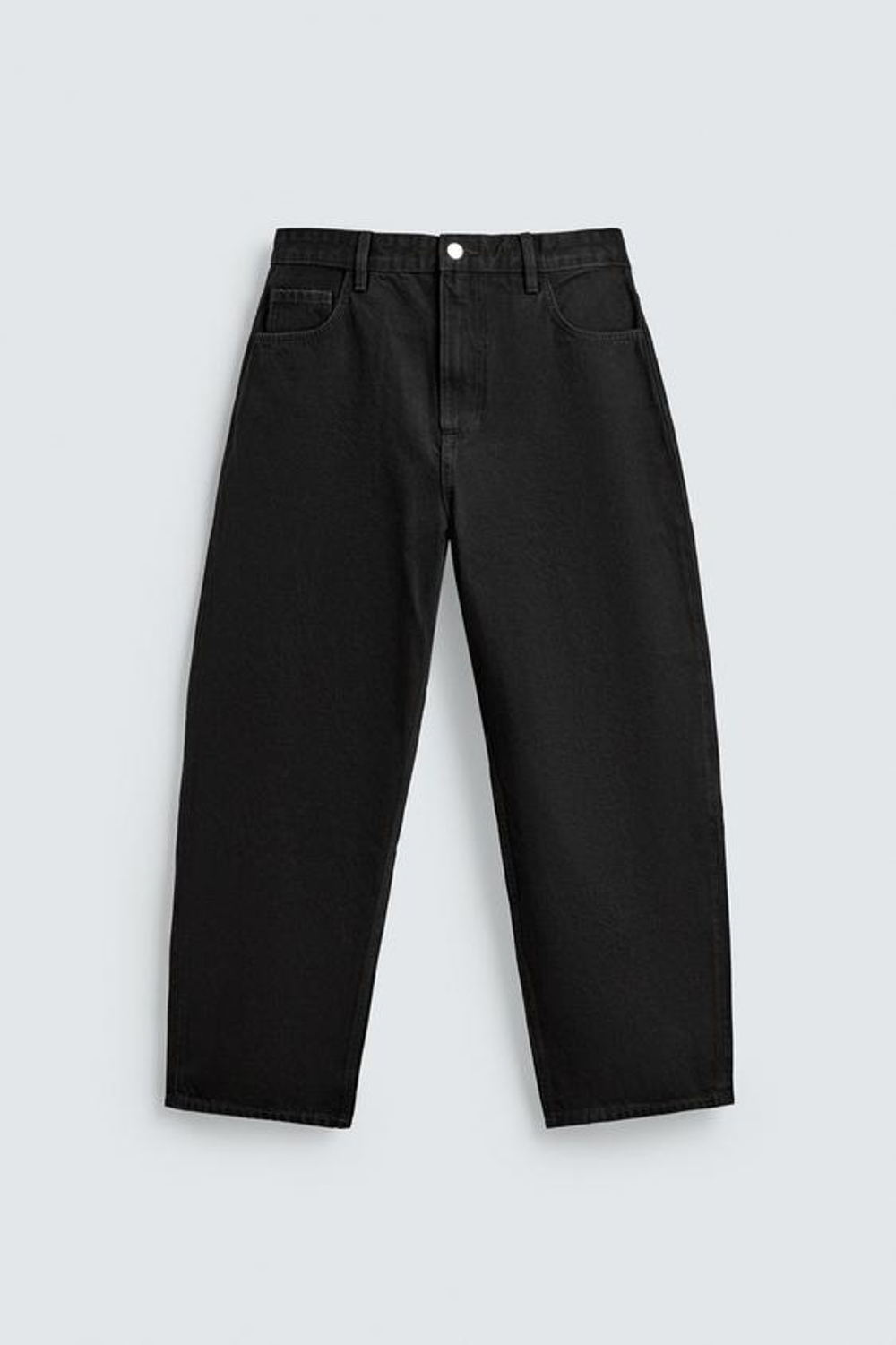 ZARA ДЖИНСЫ TAPERED WIDE FIT, ЧЕРНЫЙ