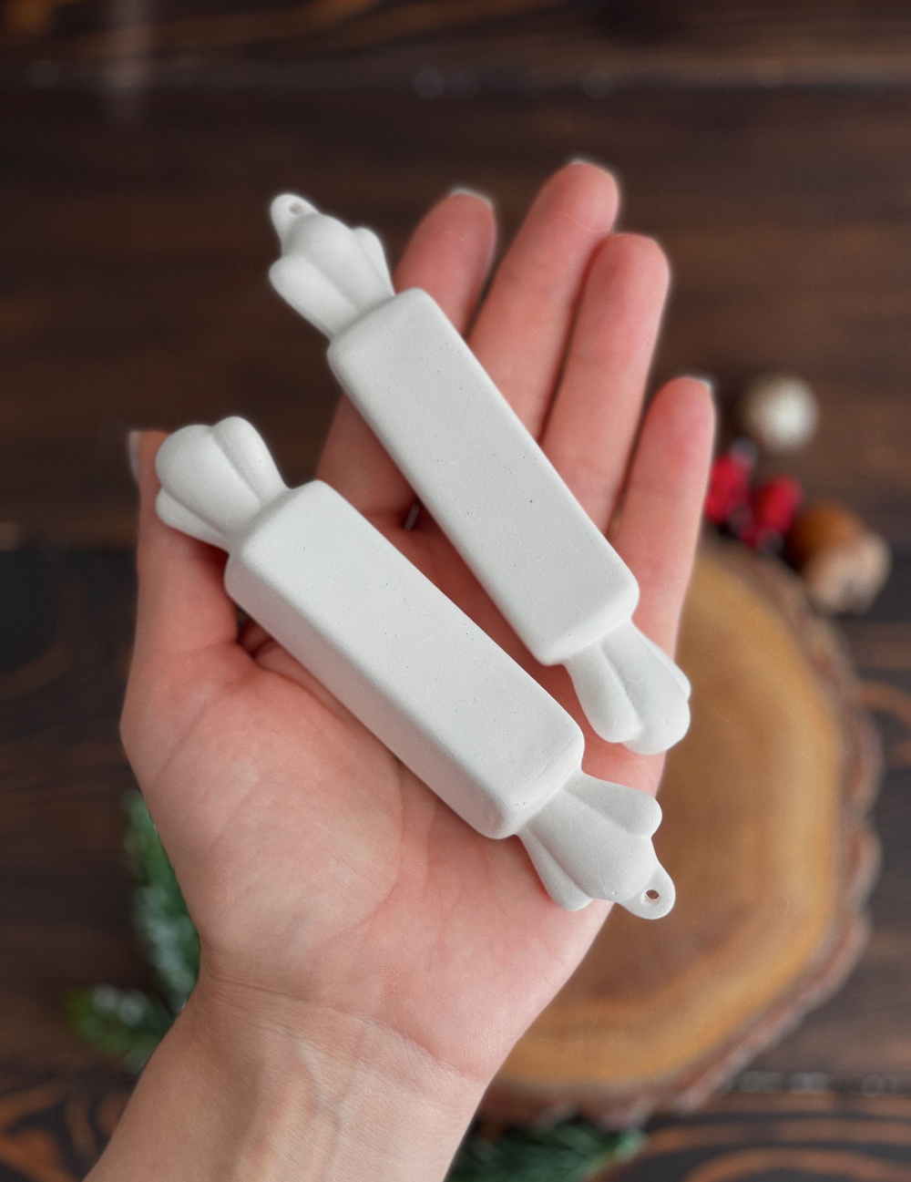 Елочная игрушка Конфета для росписи, фарфор