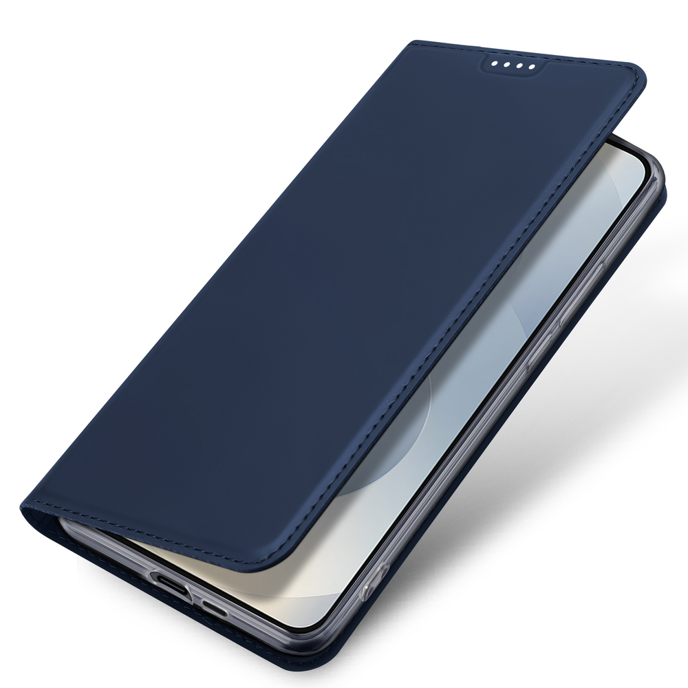 Чехол книжка из PU кожи синего цвета от Dux Ducis для смартфона Samsung Galaxy S25 Edge, серия Skin Pro Series Case