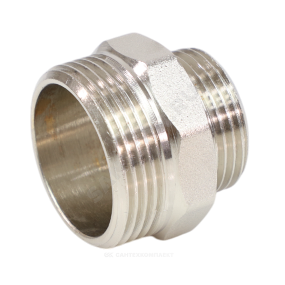 Ниппель латунь никель переходной Ду 25х15 (1"х1/2") НР VALFEX VF.580.N.100.012