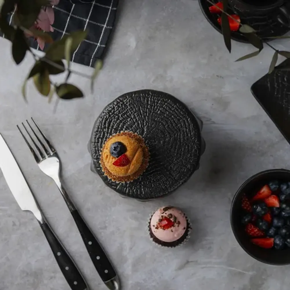 Блюдо круглое для подачи d 12 см h7 см для закусок Black Raw Wood P.L. Proff Cuisine [6]