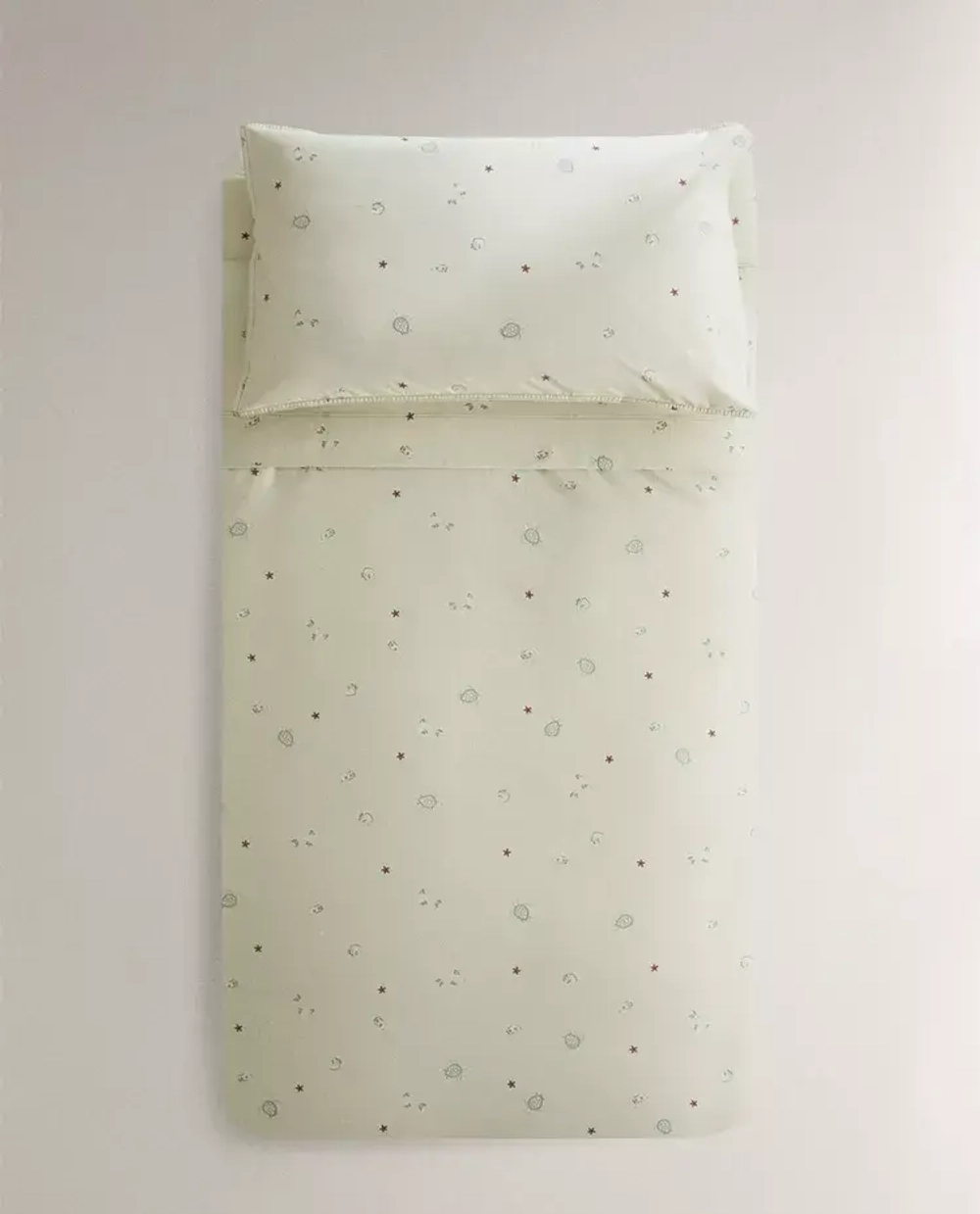 ZARA HOME ДЕТСКИЙ ПОДОДЕЯЛЬНИК С МОРСКИМИ МОТИВАМИ, СВЕТЛО-ЗЕЛЕНЫЙ