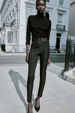 ZARA ЛЕГИНСЫ С ПОЯСОМ, ЧЕРНЫЙ