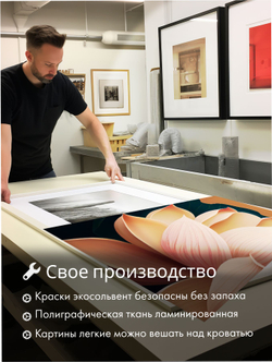Картина Розовый лотос модульная 50x70см 3шт.
