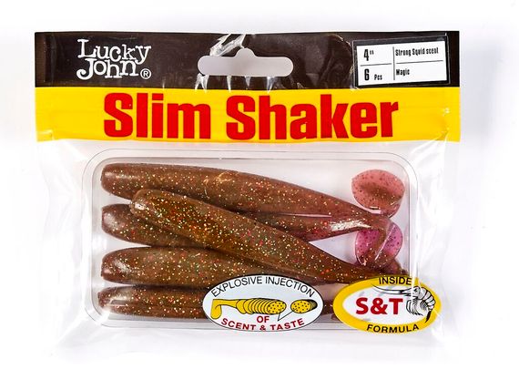 Виброхвосты съедобные LJ Pro Series SLIM SHAKER 4in (10 см), цв. S14, 6 шт.