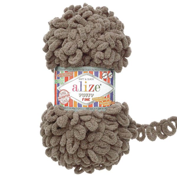 Пряжа Alize (Ализе) Puffy Fine / уп.5 мот. по 100 г, 14м, 305 кофе A