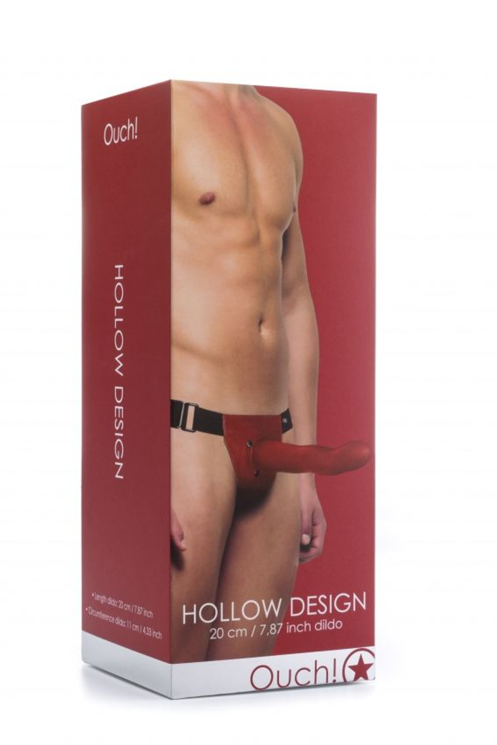 Красный полый страпон Hollow Design Strap On - 20 см. (Цвет: красный)